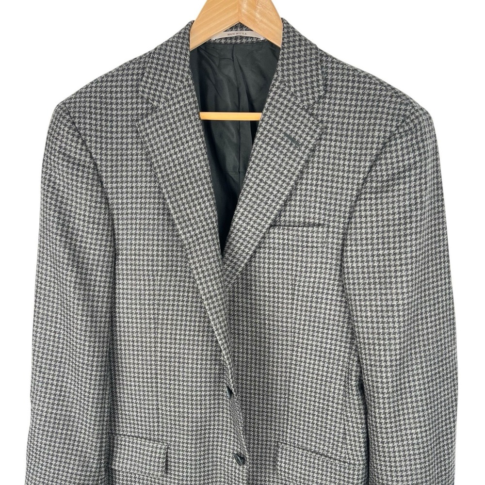 Hickey Freeman Houndstooth Wool Sport Coat Blazer USA Made Mens Size 42R - Picture 2 of 6